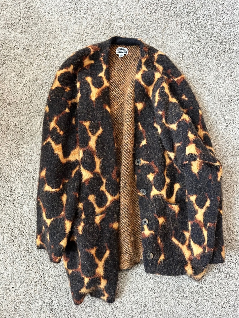 Future Collective Tortoise Shell Print Cardigan